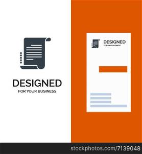 Decree, Novel, Scenario, Screenplay Grey Logo Design and Business Card Template