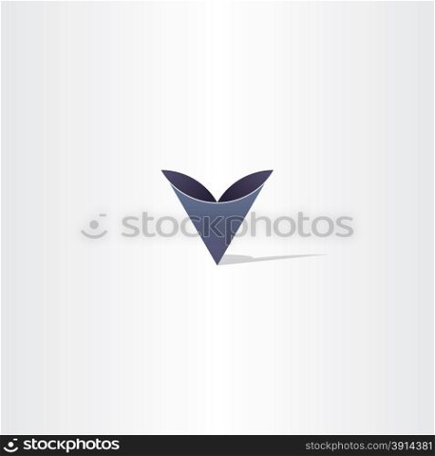 deep blue abstract letter v symbol logo emblem