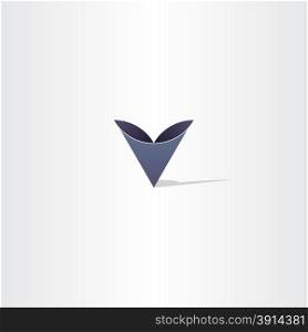 deep blue abstract letter v symbol logo emblem