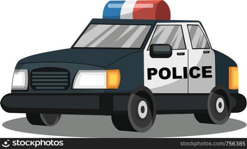 Deep blue and white police vehicle vector illustration on white background.