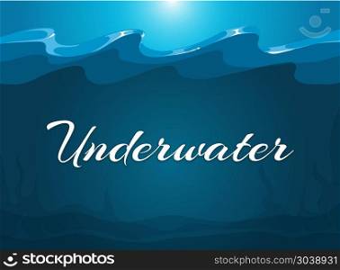 Deep blue moody underwater background. Deep blue moody underwater background. Abstract background water, vector illustration