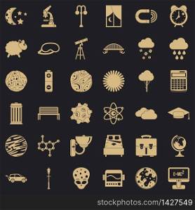 Deep space icons set. Simple set of 36 deep space vector icons for web for any design. Deep space icons set, simple style