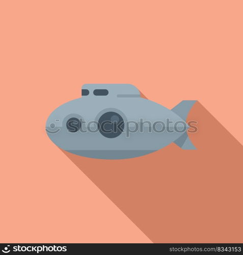 Deep submarine icon flat vector. Sea ship. Sub military. Deep submarine icon flat vector. Sea ship