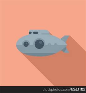 Deep submarine icon flat vector. Sea ship. Sub military. Deep submarine icon flat vector. Sea ship