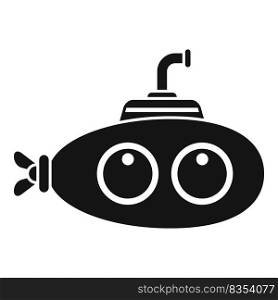 Deep submarine icon simple vector. Sea ship. Cute marine. Deep submarine icon simple vector. Sea ship