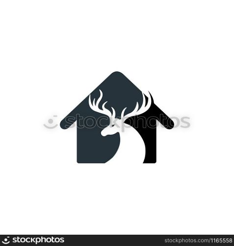 Deer and home logo design.