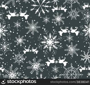deer and snowflakes seamless pattern