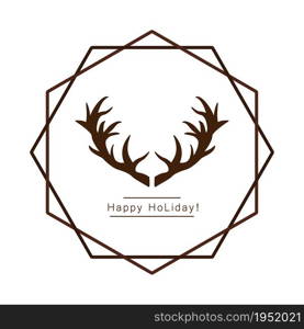 Deer antlers, icon on a white background. Happy Holidays. Vector icon.