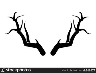 Deer antlers vector. Hand drawn silhouettes of hunting trophies. Silhouette of the horns of a wild elk, roe deer on a white background.. Deer antlers vector s. Hand drawn silhouettes of hunting trophies.Silhouette of the horns