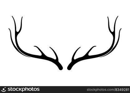 Deer antlers vector. Hand drawn silhouettes of hunting trophies. Silhouette of the horns of a wild elk, roe deer on a white background.. Deer antlers vector s. Hand drawn silhouettes of hunting trophies.Silhouette of the horns