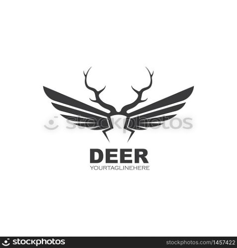 Deer antlers wings concept illustration icon vector design template