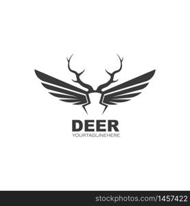 Deer antlers wings concept illustration icon vector design template