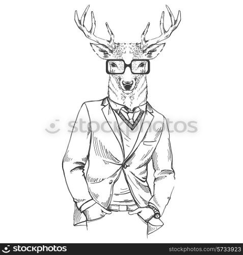 deer dressed up in retro style
