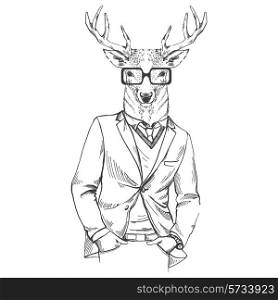 deer dressed up in retro style