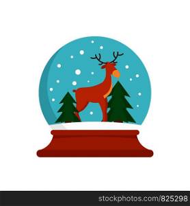 Deer glass snow ball icon. Flat illustration of deer glass snow ball vector icon for web design. Deer glass snow ball icon, flat style