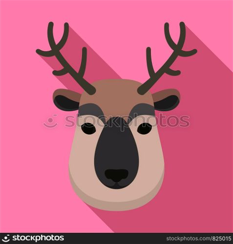 Deer head icon. Flat illustration of deer head vector icon for web design. Deer head icon, flat style