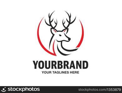 Deer head logo, creative Deer head silhouette monogram Logo concept, deer head on circle logo, deer head with beautiful antler