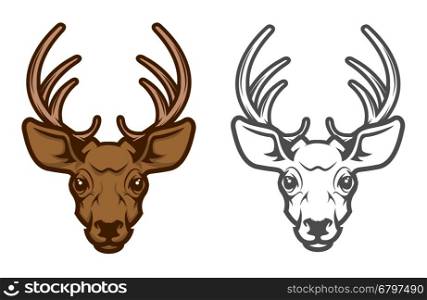 Deer head mascot. Design element for logo, label, emblem, sign, badge. Vector illustration.