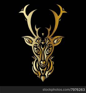 Deer head. Polynesian tattoo style. Deer head. Tribal pattern Polynesian tattoo style. Vector illustration.