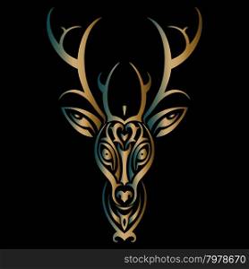 Deer head. Polynesian tattoo style. Deer head. Tribal pattern Polynesian tattoo style. Vector illustration.