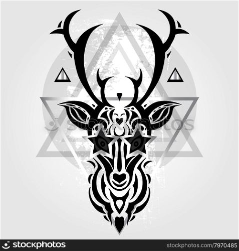 Deer head. Tribal pattern.. Deer head Tribal pattern. Polynesian tattoo style. Vector illustration.