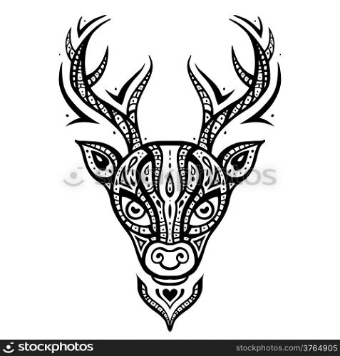 Deer head. Tribal pattern. Ethnic tattoo. Vector illustration.