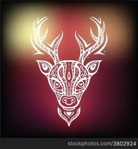 Deer head. Tribal pattern. Ethnic tattoo. Vector illustration
