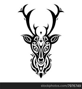 Deer head. Tribal pattern Polynesian tattoo style. Vector illustration.. Deer head. Polynesian tattoo style