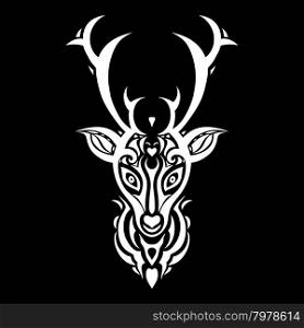 Deer head. Tribal pattern Polynesian tattoo style. Vector illustration.. Deer head. Polynesian tattoo style