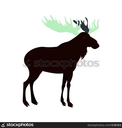 Deer icon in flat style isolated on white background. Deer icon, flat style