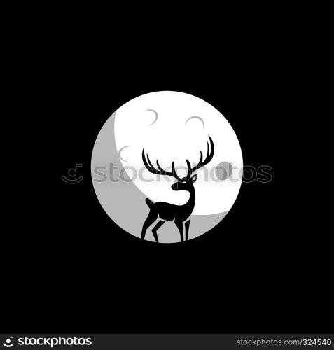 Deer in the moon shape logo design. White deer logo concept. Design elements for logo design.