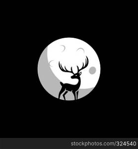 Deer in the moon shape logo design. White deer logo concept. Design elements for logo design.