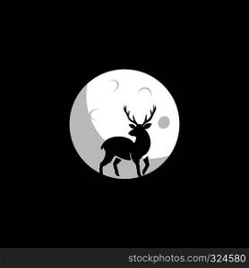 Deer in the moon shape logo design. White deer logo concept. Design elements for logo design.
