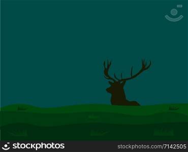 Deer in woods, illustration, vector on white background.
