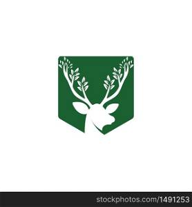 Deer leaf antlers logo design.