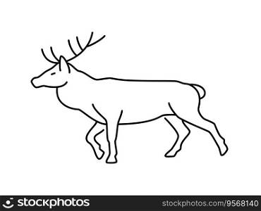 Deer linear vector icon. Animal world. Deer, drawing, animal, beast, outline, image and more. Isolated outline of a deer on a white background.