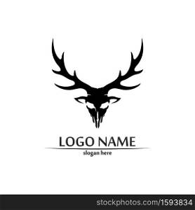 deer logo animal horn and mammal design and graphic vector