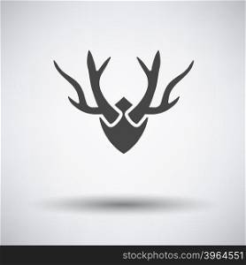 Deer&rsquo;s antlers icon on gray background with round shadow. Vector illustration.
