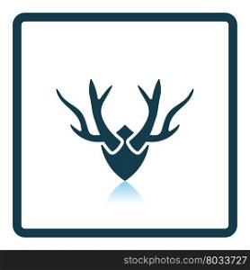 Deer&rsquo;s antlers icon. Shadow reflection design. Vector illustration.