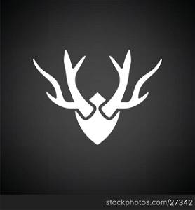 Deer's antlers icon. Black background with white. Vector illustration.