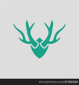 Deer's antlers icon. Gray background with green. Vector illustration.