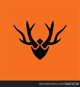 Deer's antlers icon. Orange background with black. Vector illustration.