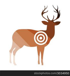 Deer silhouette with target icon. Deer silhouette with target icon. Flat color design. Vector illustration.