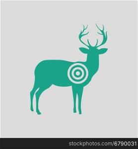 Deer silhouette with target icon. Gray background with green. Vector illustration.
