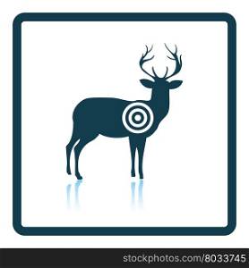Deer silhouette with target icon. Shadow reflection design. Vector illustration.