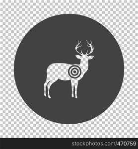 Deer silhouette with target icon. Subtract stencil design on tranparency grid. Vector illustration.