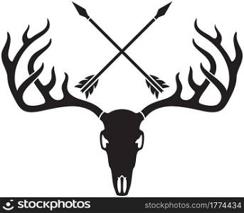 Deer skull and crossed arrows vector illustration