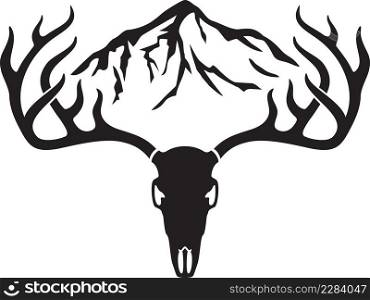 Deer skull and mountain