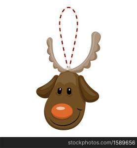 Deer toy christmas icon. Cartoon of deer toy christmas vector icon for web design isolated on white background. Deer toy christmas icon, cartoon style
