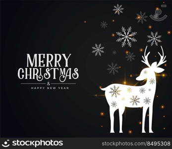 deer with snowflakes merry christmas background